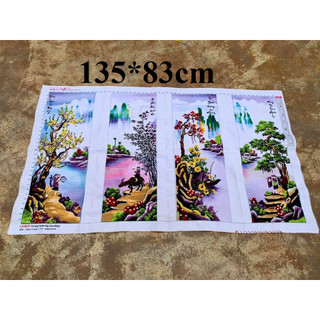 Tranh thêu chữ thập tứ quý xuân hạ thu đông LV3072 33*83*4cm