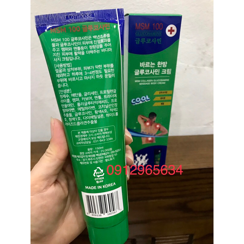 Dầu lạnh Xoa bóp Hàn Quốc Glucosamine massage body giảm đau khớp vết thương tím bầm hiệu quả chính hãng 150ml