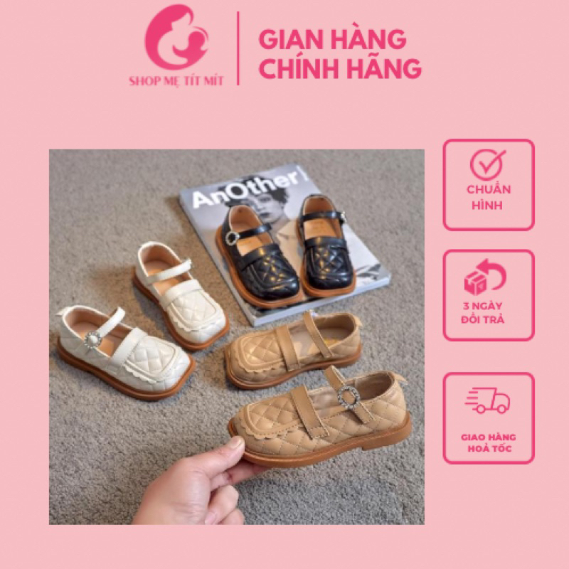 Giầy búp bê mũi vuông chống trượt phong cách hàn quốc quốc bé gái