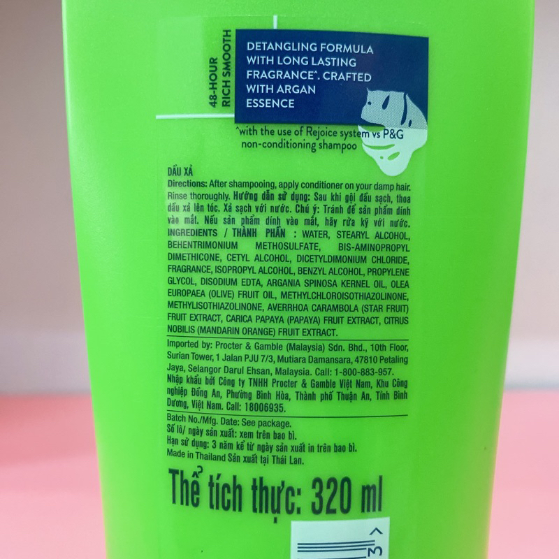 Dầu gội Rejoice 630g và kem xả Rejoice 320ml