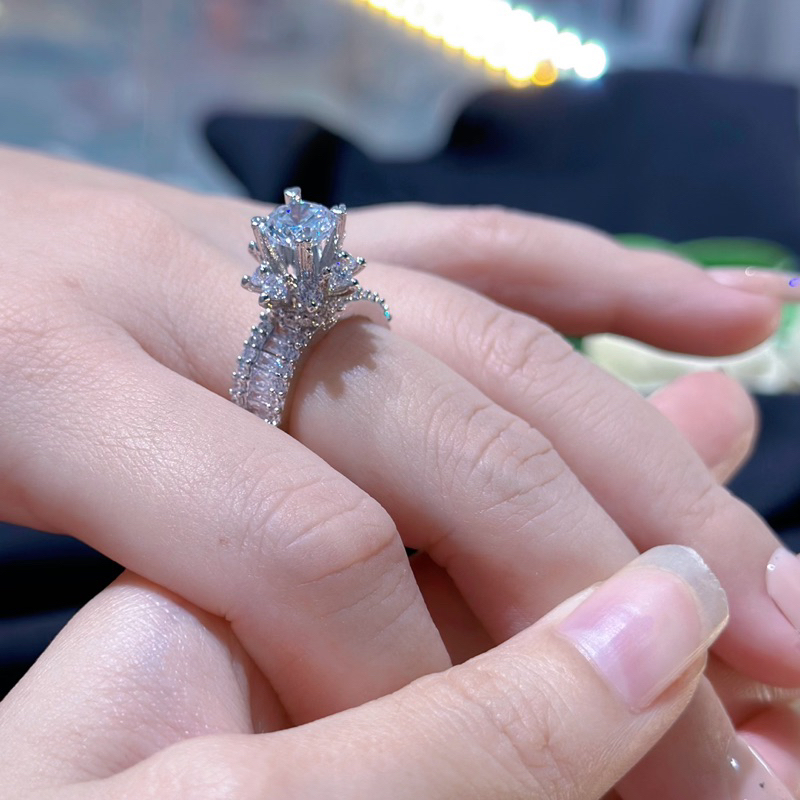 Nhẫn nữ hột cao gắn đá cz siêu sáng xi bạch kim sang chảnh đi chơi đi tiệc Kami N48