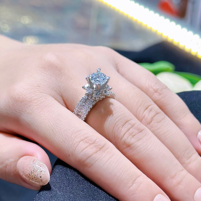 Nhẫn nữ hột cao gắn đá cz siêu sáng xi bạch kim sang chảnh đi chơi đi tiệc Kami N48