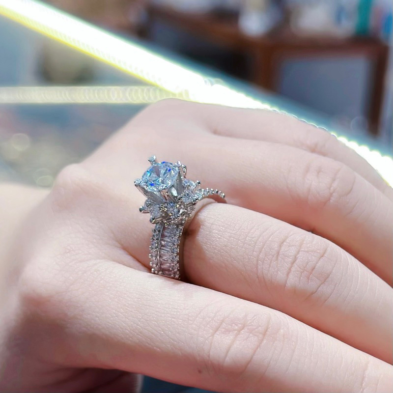 Nhẫn nữ hột cao gắn đá cz siêu sáng xi bạch kim sang chảnh đi chơi đi tiệc Kami N48