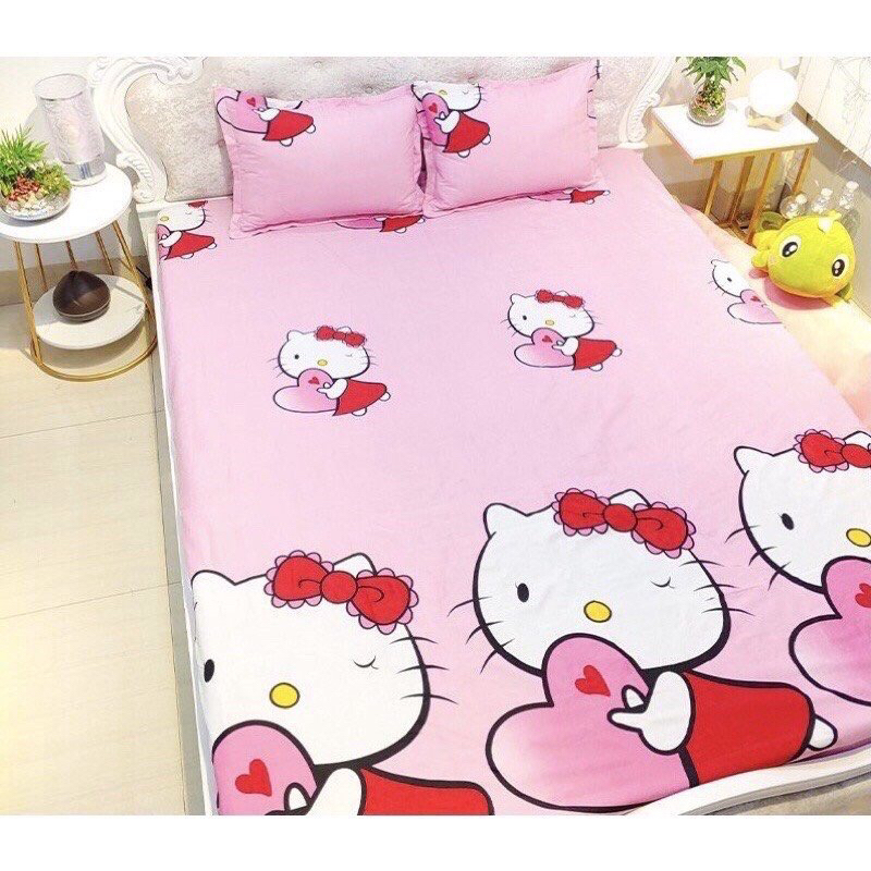 Bộ Set 4 món ga giường drap giường poly, ga trải giường + 2 vỏ gối nằm + 1 vỏ gối ôm đơn giản HOÀNG MINH Bedding