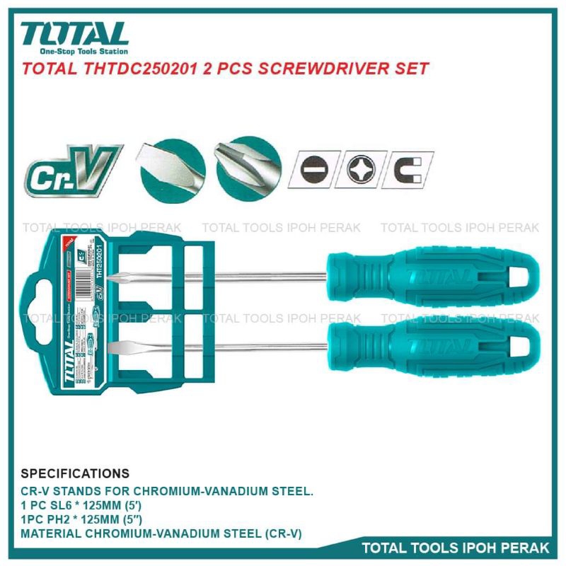 Bộ 2 Tua vít bake và dẹp TOTAL THTDC250201 (dòng giá rẻ)