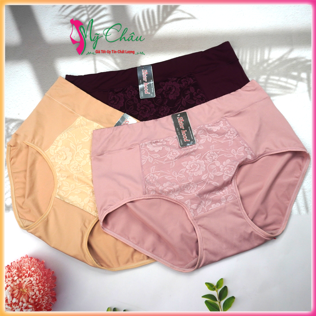 Quần Lót Nữ Thun Lạnh Bigsize Thái Lan SISTERHOOD 777 Chíp Pha Gấm Cạp Cao Mềm Mại Form >70kg - Hàng Nhập Khẩu