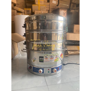 NỒI HẤP BÁNH BAO ĐIỆN 3 tầng 52cm,47cm- SAN HANG - hấp flan , bánh bò , tần gà  ( có sẵn )