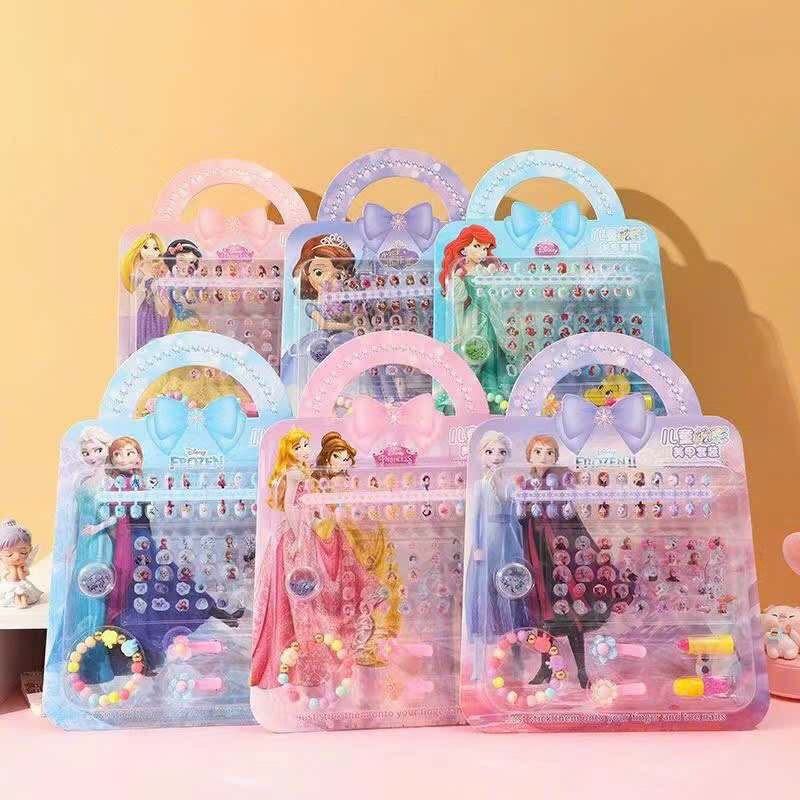 Đồ chơi trang điểm làm móng làm nails sticker 3D nổi dán móng tay cho bé gái hình Elsa-công chúa Disney-Ariel-Sofia