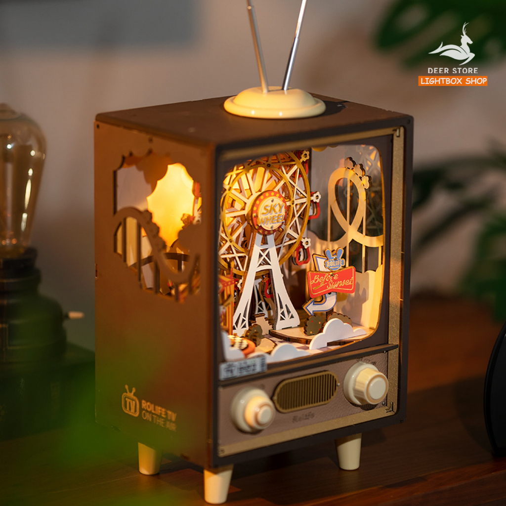 HD Tiếng Việt. Hộp nhạc Robotime Rolife Sunset Carnival Music Box 3D Wooden Puzzle AMT01 | Bộ lắp ráp xếp hình gỗ 3D DIY
