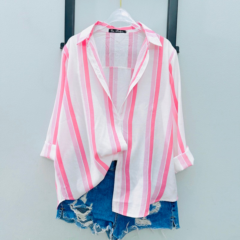 Áo Sơ Mi Sọc Dài Tay, Big Size 45kg - 90kg, Cotton Mát mẻ