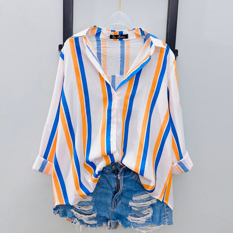 Áo Sơ Mi Sọc Dài Tay, Big Size 45kg - 90kg, Cotton Mát mẻ