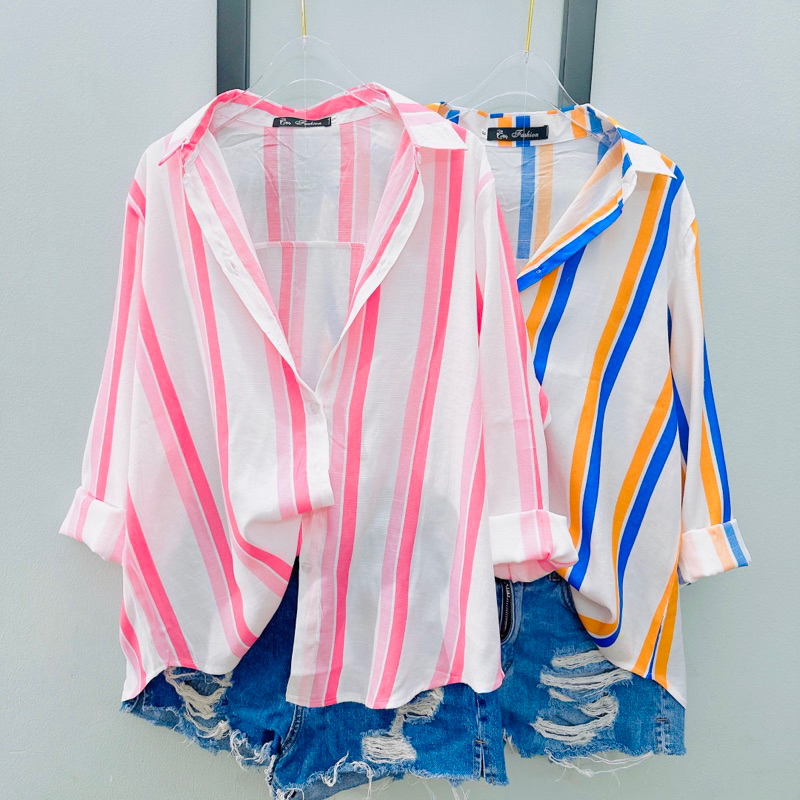 Áo Sơ Mi Sọc Dài Tay, Big Size 45kg - 90kg, Cotton Mát mẻ