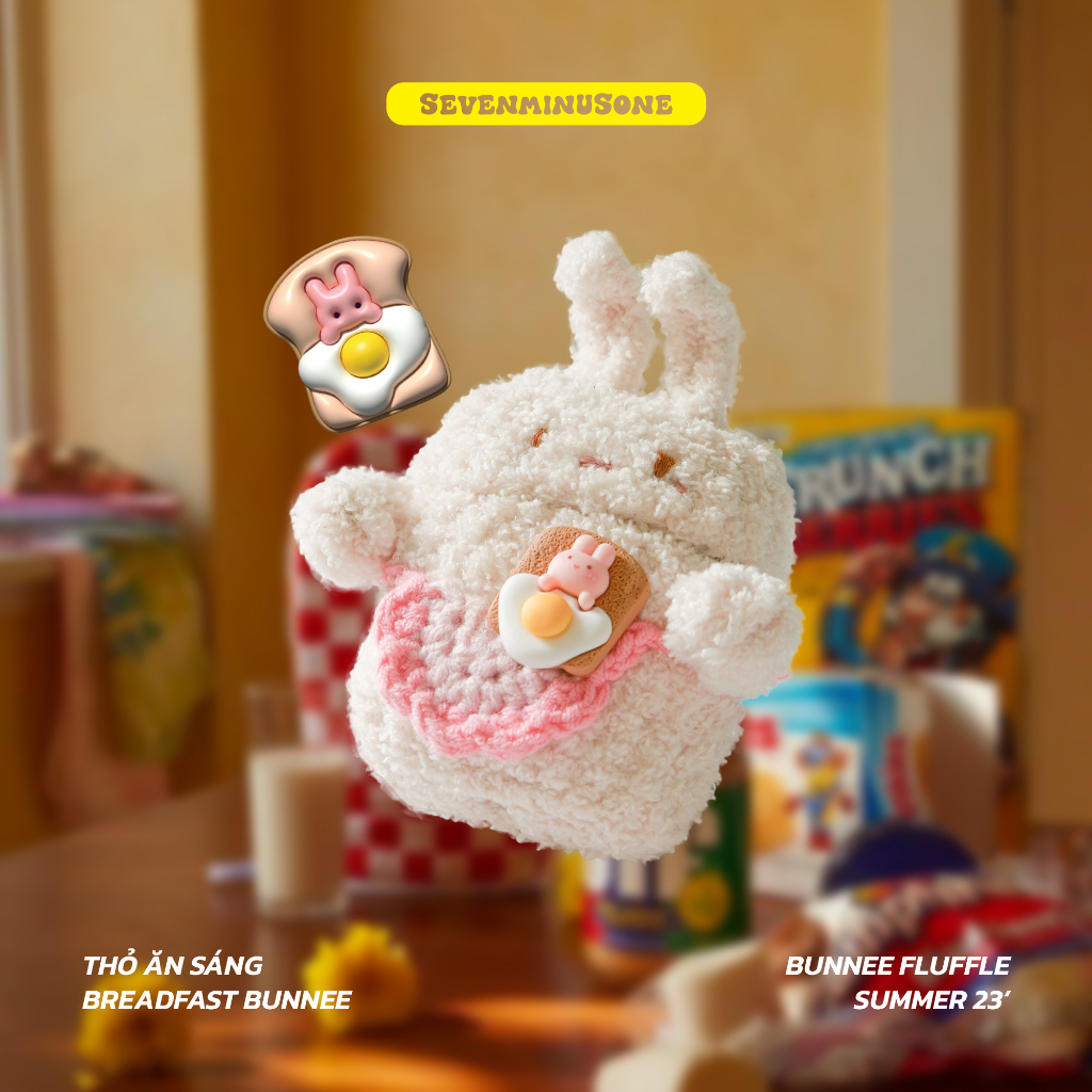 Bunnee Fluffle - Thỏ Ăn sáng - Case Airpods 1/2/3 và Pro bằng len