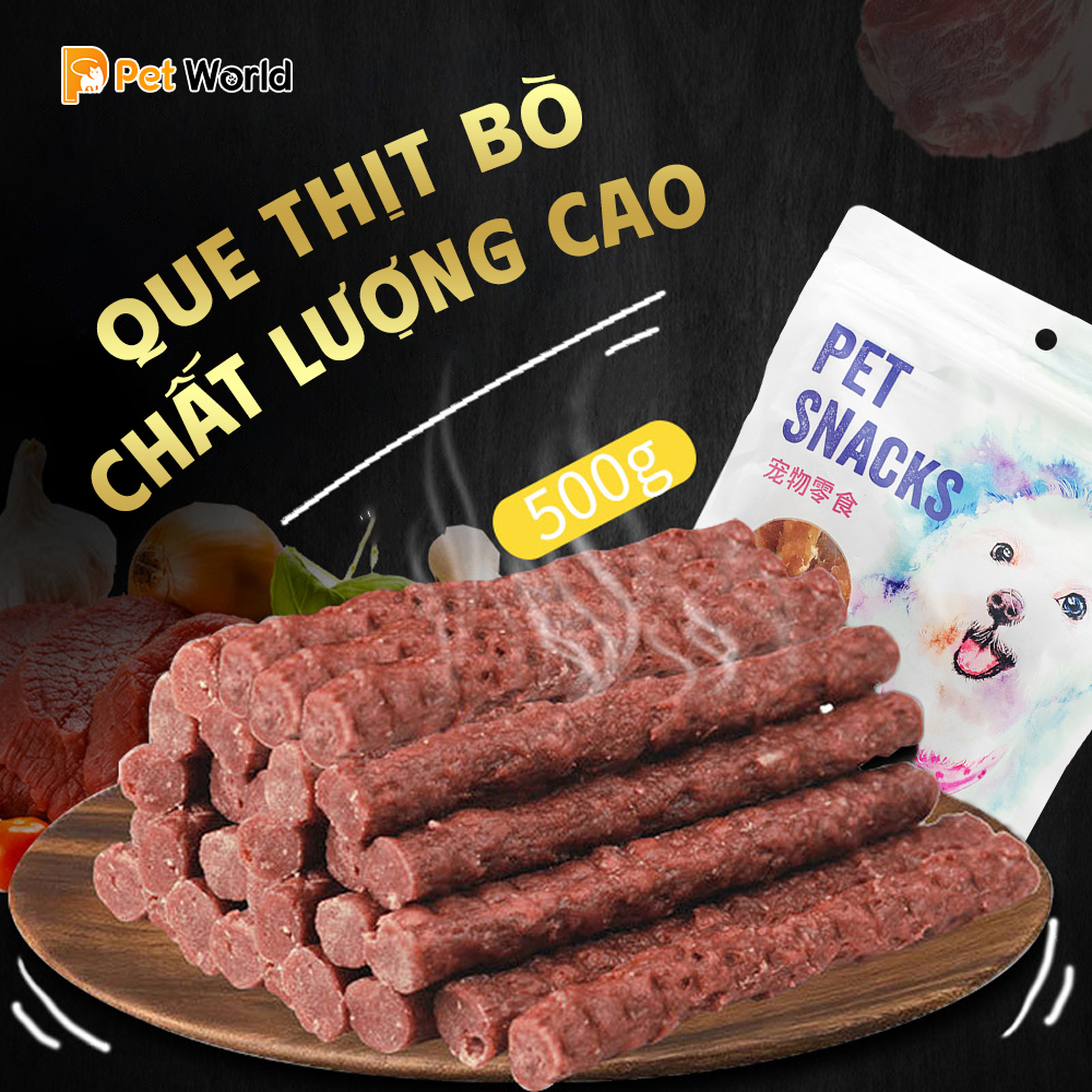 Snack thanh thịt bò bổ sung canxi cho chó Bidy (500gr/túi) - Bánh thưởng cho chó mèo thú cưng