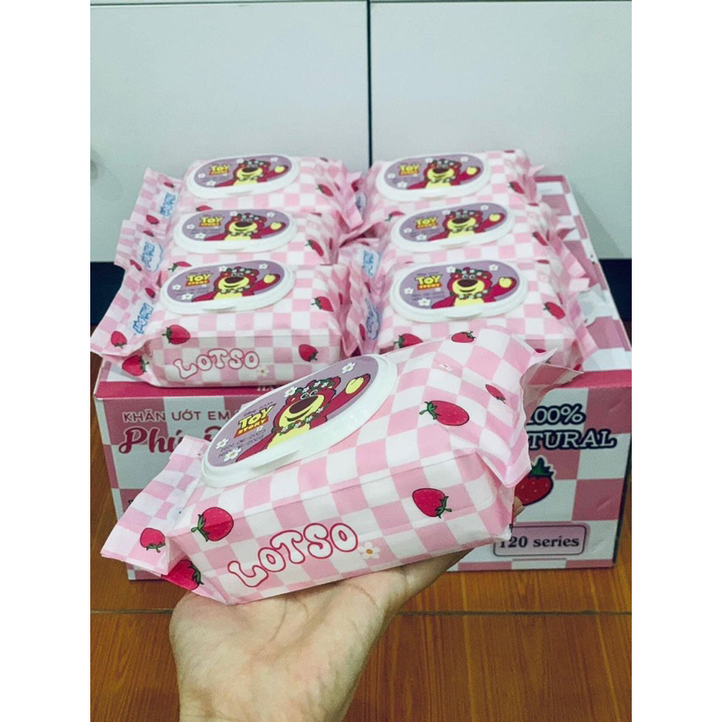 Khăn ướt gấu Dâu Phú Đạt không mùi hàng chính hãng