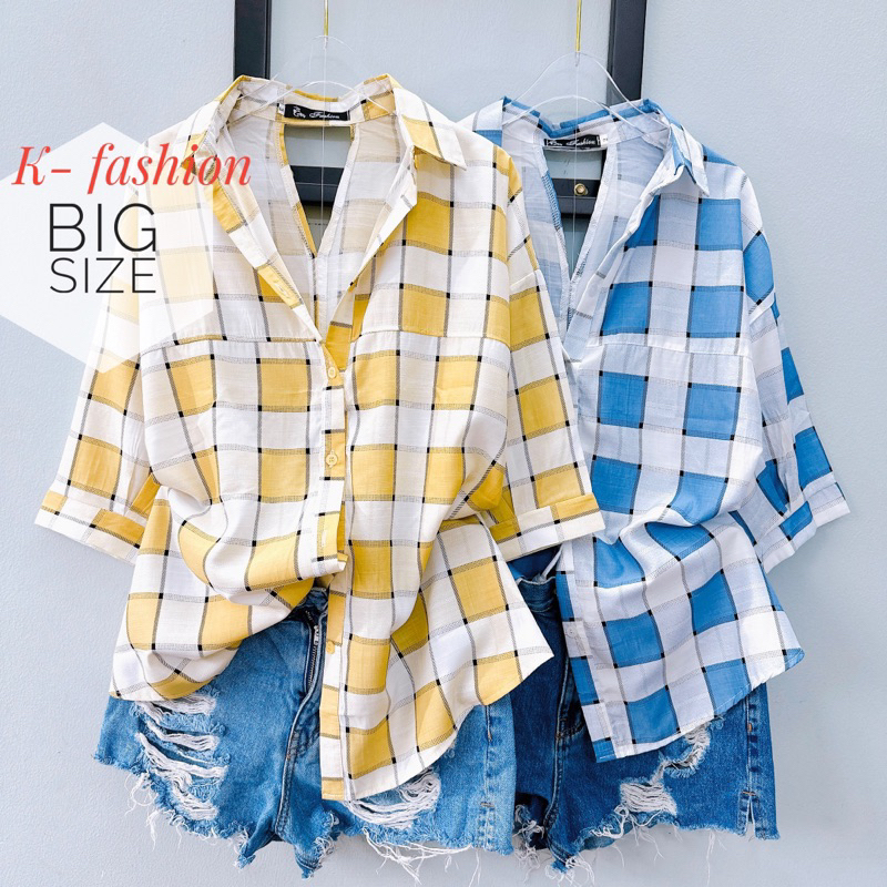 ÁO SƠ MI NỮ NGẮN TAY CARO, Big Size , đủ size, mát ít nhăn