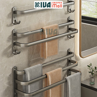 Thanh treo khăn nhà tắm màu xám KIVA chất liệu nhôm hàng không cao cấp, lắp đặt không cần khoan.