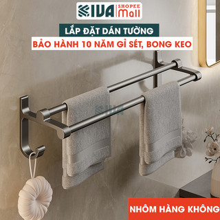 Giá treo khăn nhà tắm KIVA  ARIES màu xám lắp đặt không cần khoan, chất liệu nhôm hàng không cao cấp.