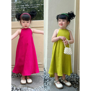 Váy cho bé gái dáng suông cổ yếm