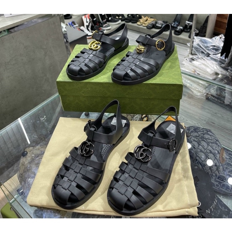 Dép Dọ GC Cao Su Non Êm Ái Dép Xăng Đan Guccii Tag Kim Loại Đúc Nguyên Khối Full Box Cực Hot