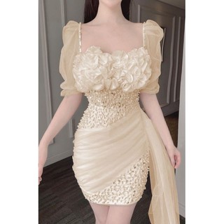 ✨ Đầm body đính hoa kết chuỗi✨ HÌNH THẬT - S/M/L