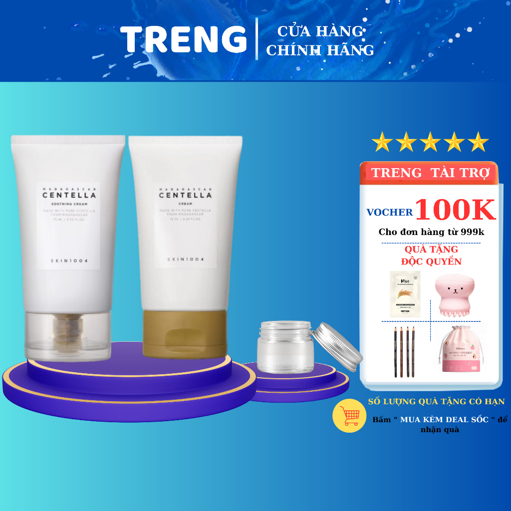 Kem Dưỡng Ẩm Da Rau Má Skin1004 Madagascar Centella Phục Hồi Da Cho Da Dầu và Da khô