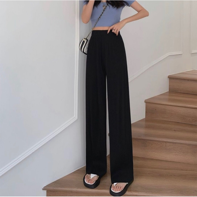 Quần vải nữ UDM-QT chất liệu vải Chiffon thoáng mát dáng dài lưng cao ống rộng - UQT001