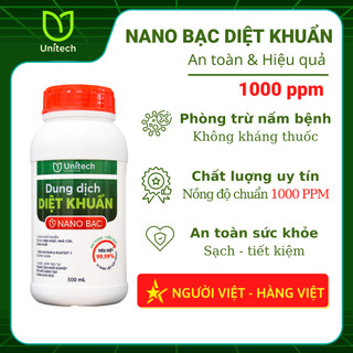 Combo 2 chai nano Bạc nguyên chất Unitech (500mL) - Trị nấm và vị khuẩn nồng độ
