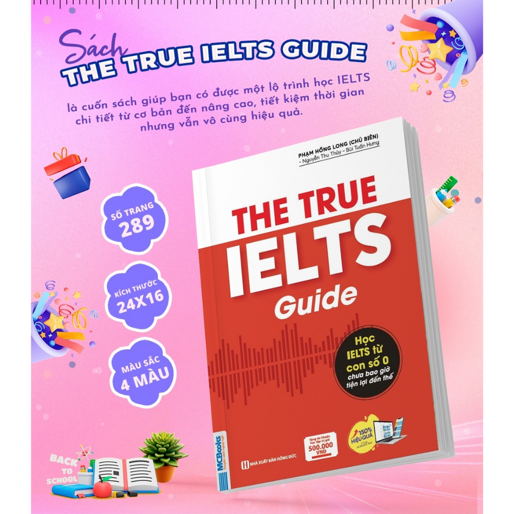 Sách - The True Ielts Guide - Học IELTS từ con số 0 chưa bao giờ tiện lợi đến thế - Tặng tài khoản học tập