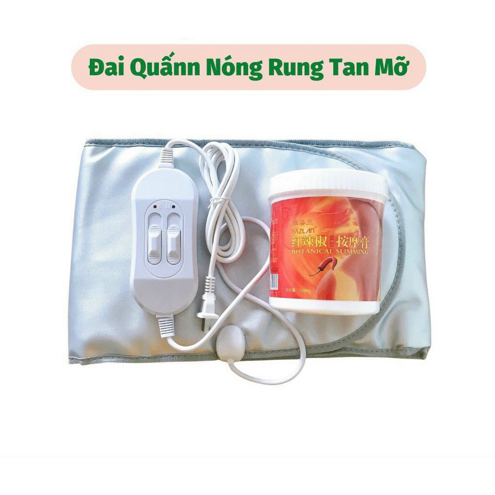 Combo Đai Quấn Nóng Rung Massage Giảm Béo 03 Cấp Độ & Kem Massage Dùng Trong Spa