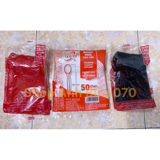 [Q11] Gói 50 Muỗng Nhựa Dài Cao Cấp( 3 Màu: Trắng , Đen ,Đỏ)
