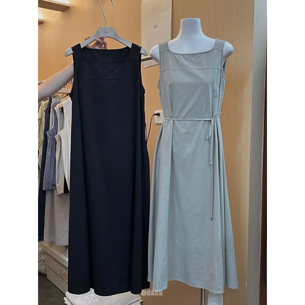 𝗺𝗶𝗲 𝘀𝘁𝘂𝗱𝗶𝗼 - HÀNG CÓ SẴN | ẢNH THẬT | Đầm cổ vuông không tay dáng dài freesize có dây buộc thắt eo
