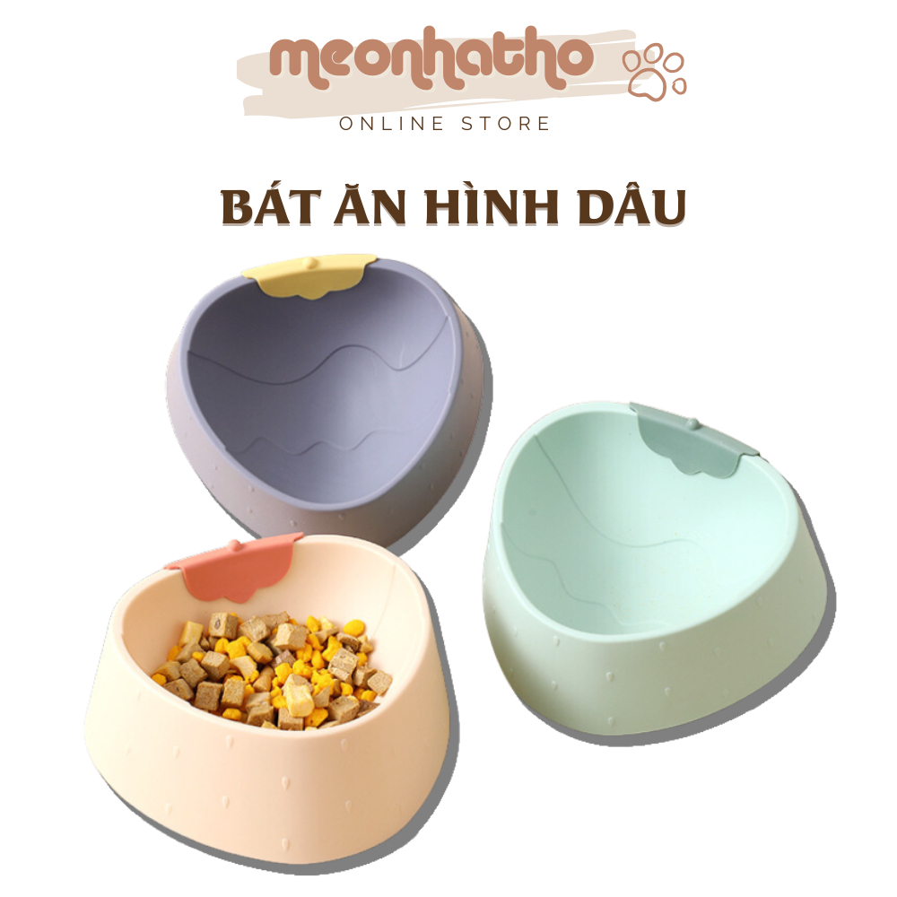 BÁT ĂN MÈO HÌNH QUẢ DÂU 3 MÀU.