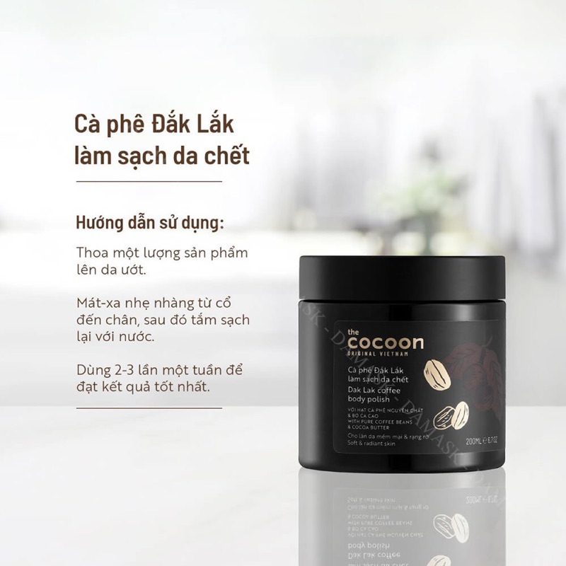 COMBO Tẩy da chết cơ thể cà phê Đắk Lắk Cocoon cho làn da mềm mại và rạng rỡ 200ml + 600ml