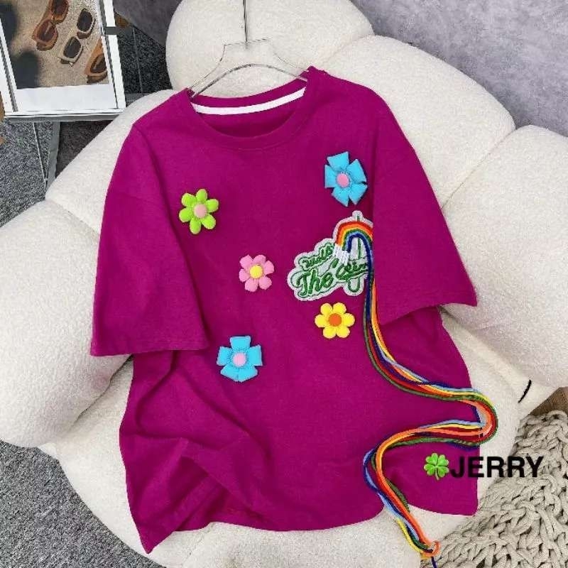 Áo phông hồng đính hoa hàng QCL1