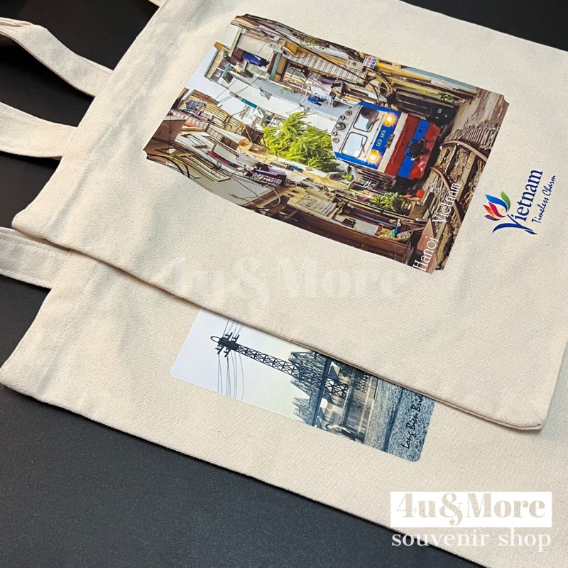 Túi vải tote khoác vai in hình Việt Nam thời trang thân thiện môi trường