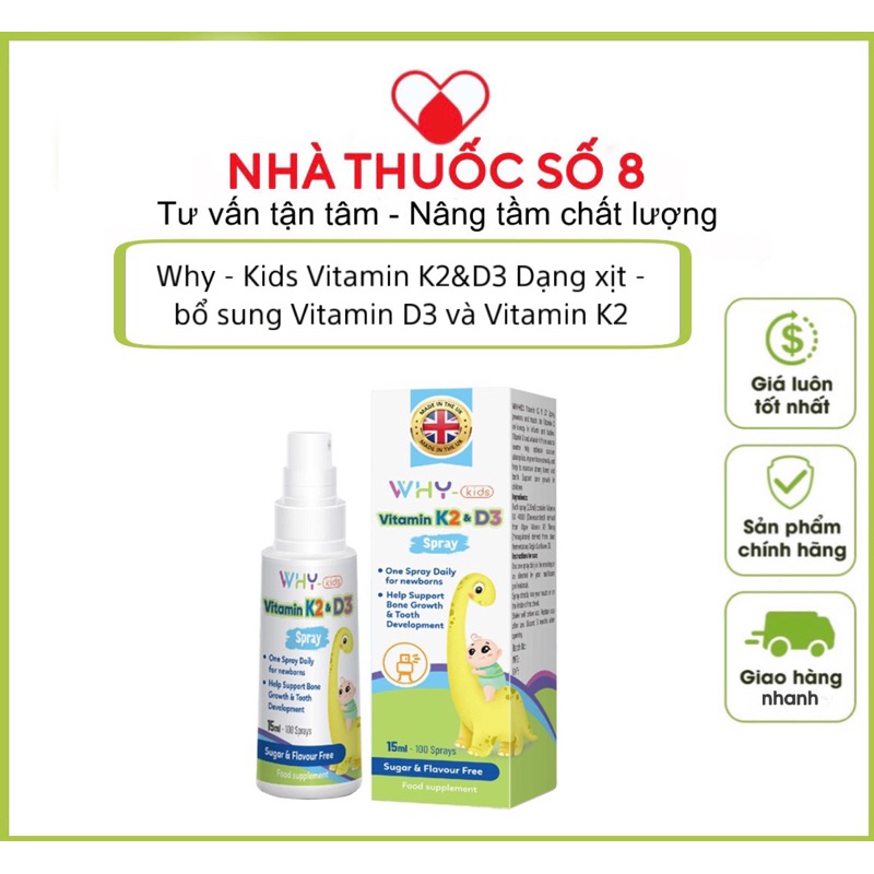 Why - Kids Vitamin K2&amp;D3 Spray bổ sung Vitamin D3 và Vitamin K2
