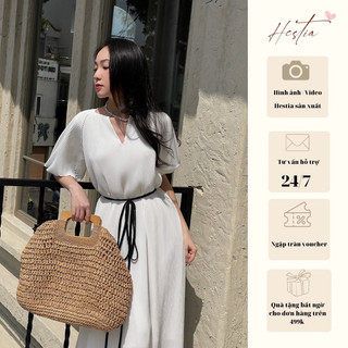 HESTIA - Váy đầm LADONNA DRESS HESTIA suông, dập ly, dây thắt eo