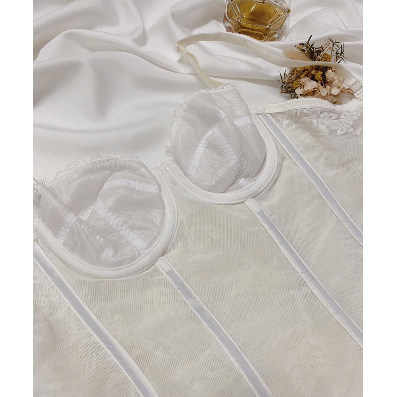 Áo corset ren ren hoa trắng 2hand