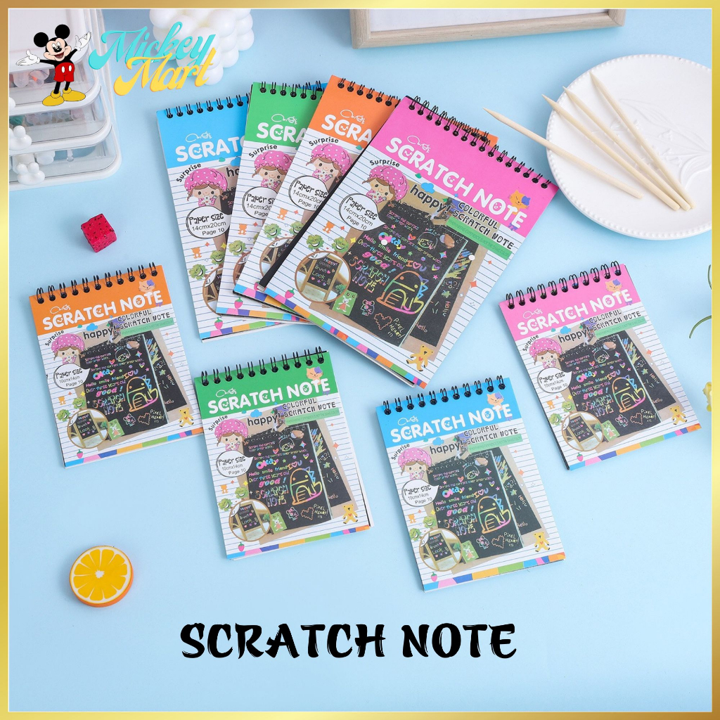 Sổ tay Scratch Note Ma Thuật Cầu Vồng Sáng Tạo Vui Nhộn Kèm Bút Tre