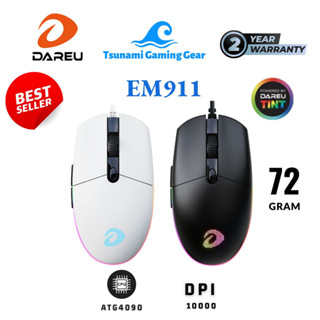Chuột gaming DareU EM911 RGB (White/ Black) | Sensor ATG4090 | Light Weight 72g