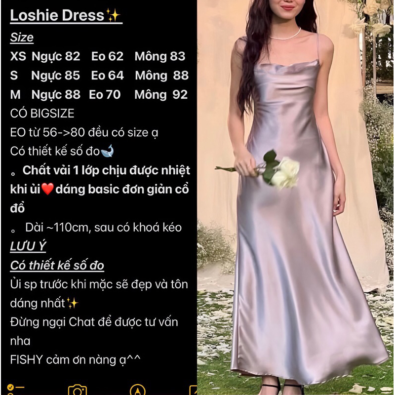 (ẢNH THẬT+THIẾT KẾ SỐ ĐO) Đầm Hai Dây Lụa Nữ Dáng Dài Ngắn Nhiều Màu Đơn Giatn Loshie Dress Dành Cho Nữ DB. FISHY | BigBuy360 - bigbuy360.vn