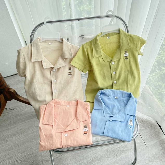 Set bộ bé trai gấu Hàn vải 100% cotton