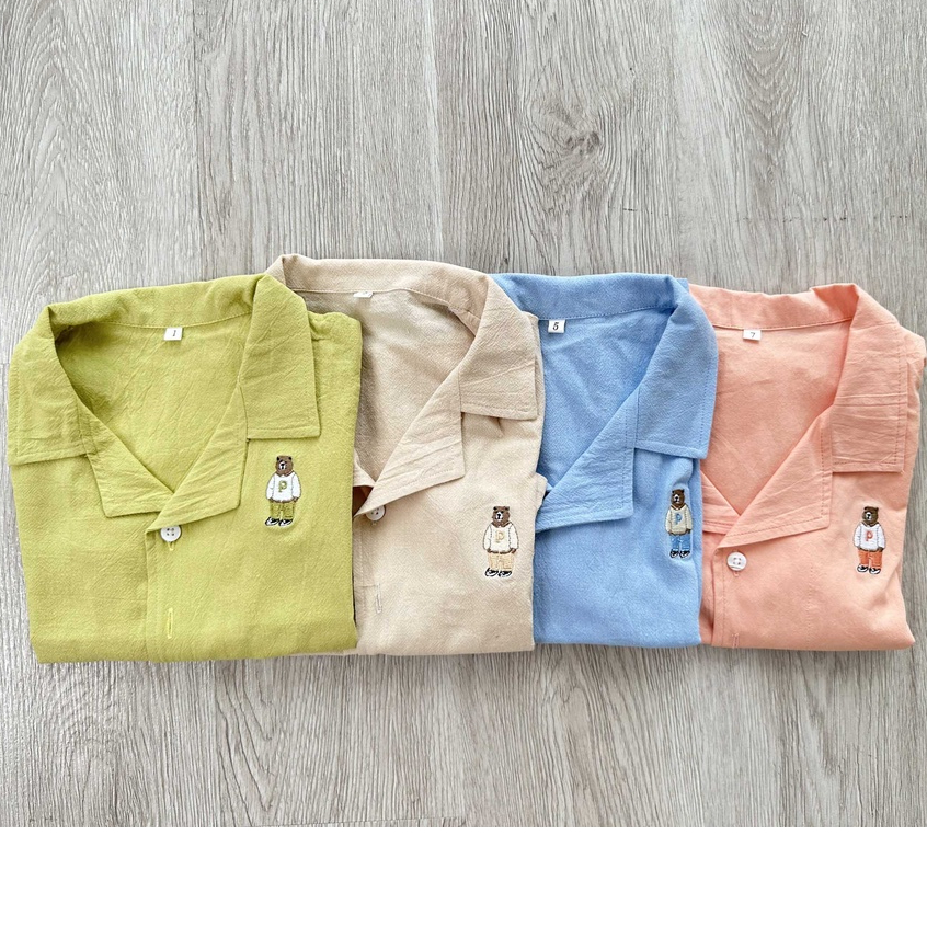 Set bộ bé trai gấu Hàn vải 100% cotton