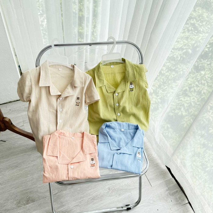 Set bộ bé trai gấu Hàn vải 100% cotton