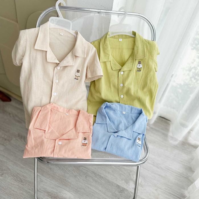 Set bộ bé trai gấu Hàn vải 100% cotton