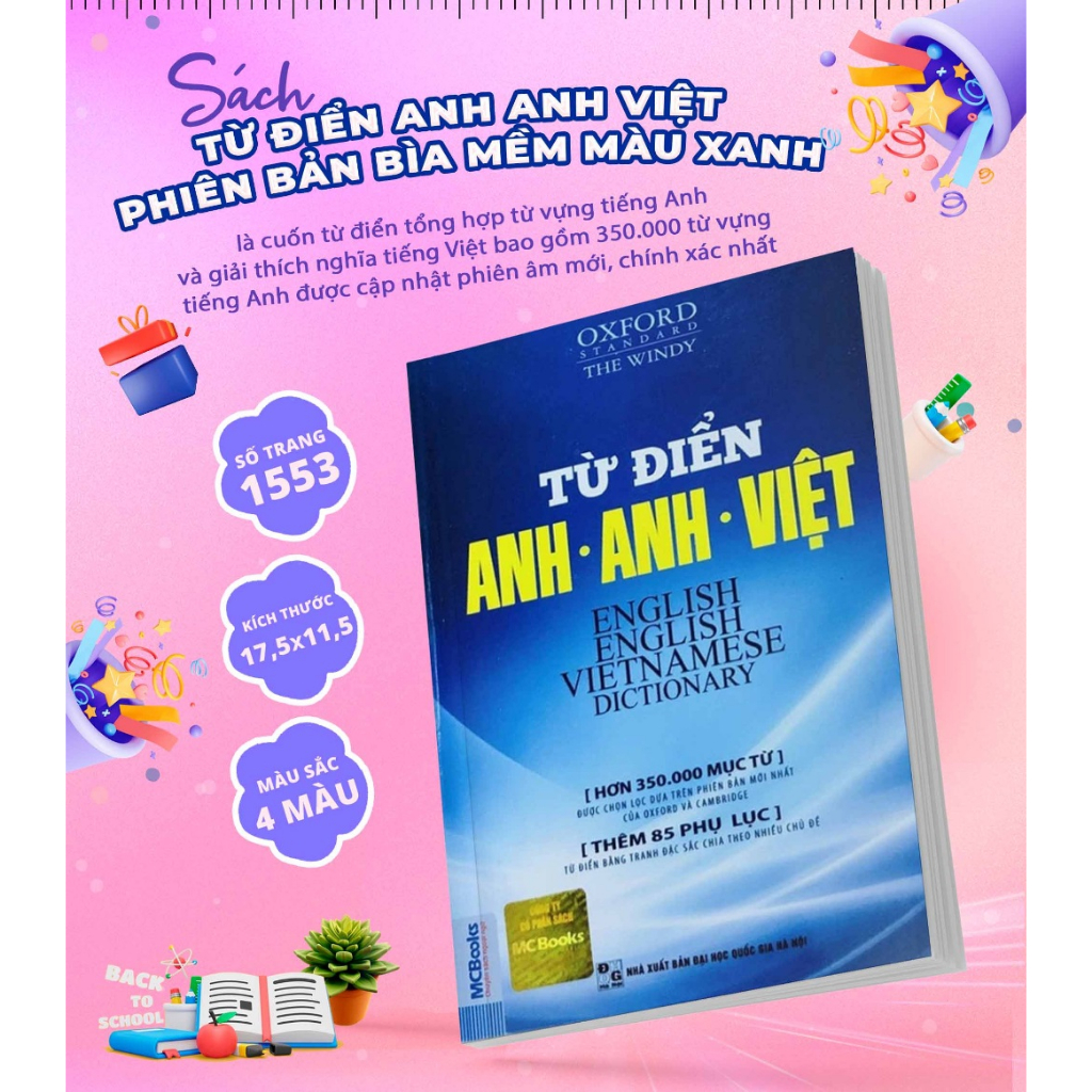 Sách - Từ Điển Anh Anh Việt Phiên Bản Bìa Mềm Màu Xanh - OXFORD Standard