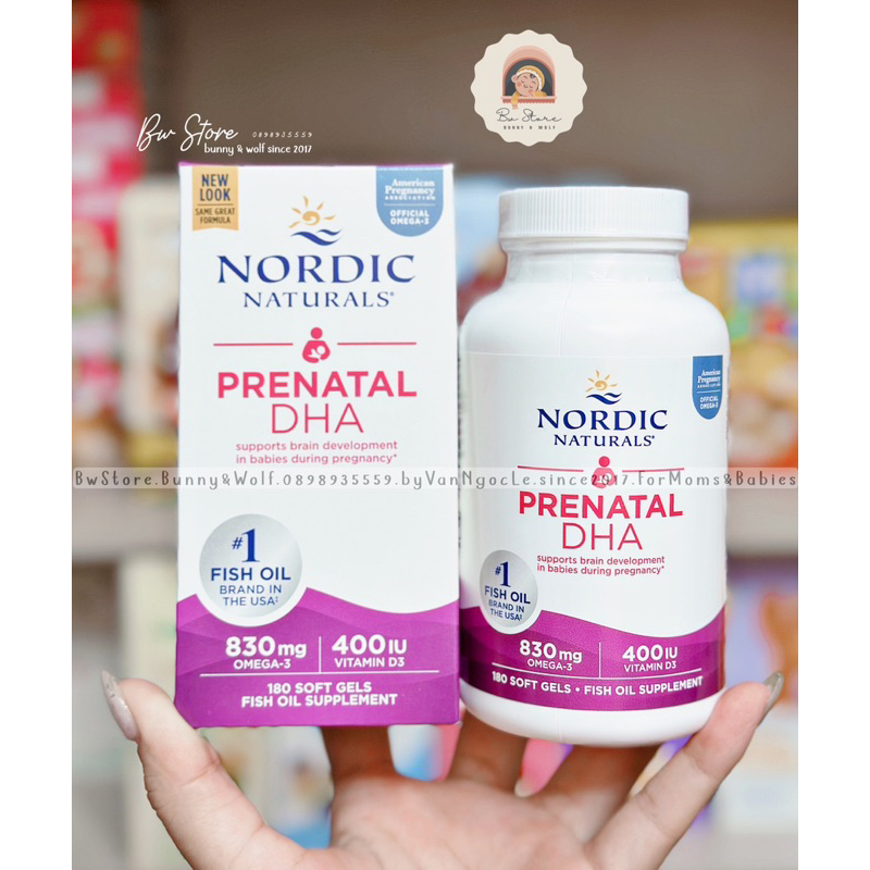 Viên Uống Prenatal DHA Nordic Naturals Bổ Sung Omega-3 cho Mẹ Bầu/ Mẹ Sau Sinh - Hộp 180v - Hàng Mỹ Air [ BW Store ]