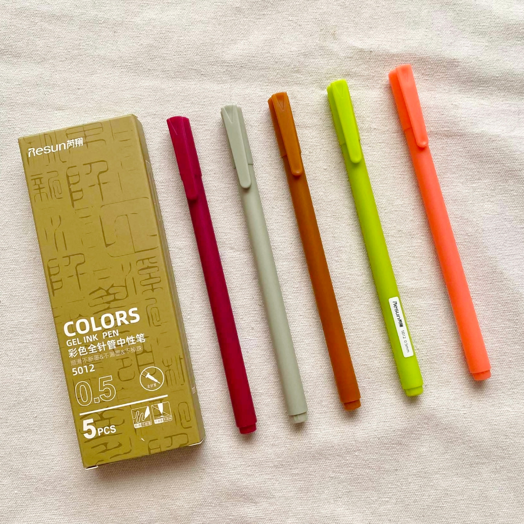 Set 5 bút gel nhiều màu giá rẻ - Bút resun viết mượt không tắc mực 0.5mm