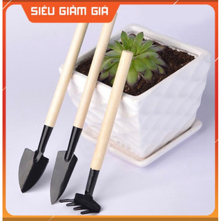 [Xẻng ngắn, xẻng dài, cào] Bộ 3 món dụng cụ làm vườn mini